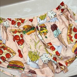 NWOT Food Print Silky Lounge Shorts Pajama Shorts